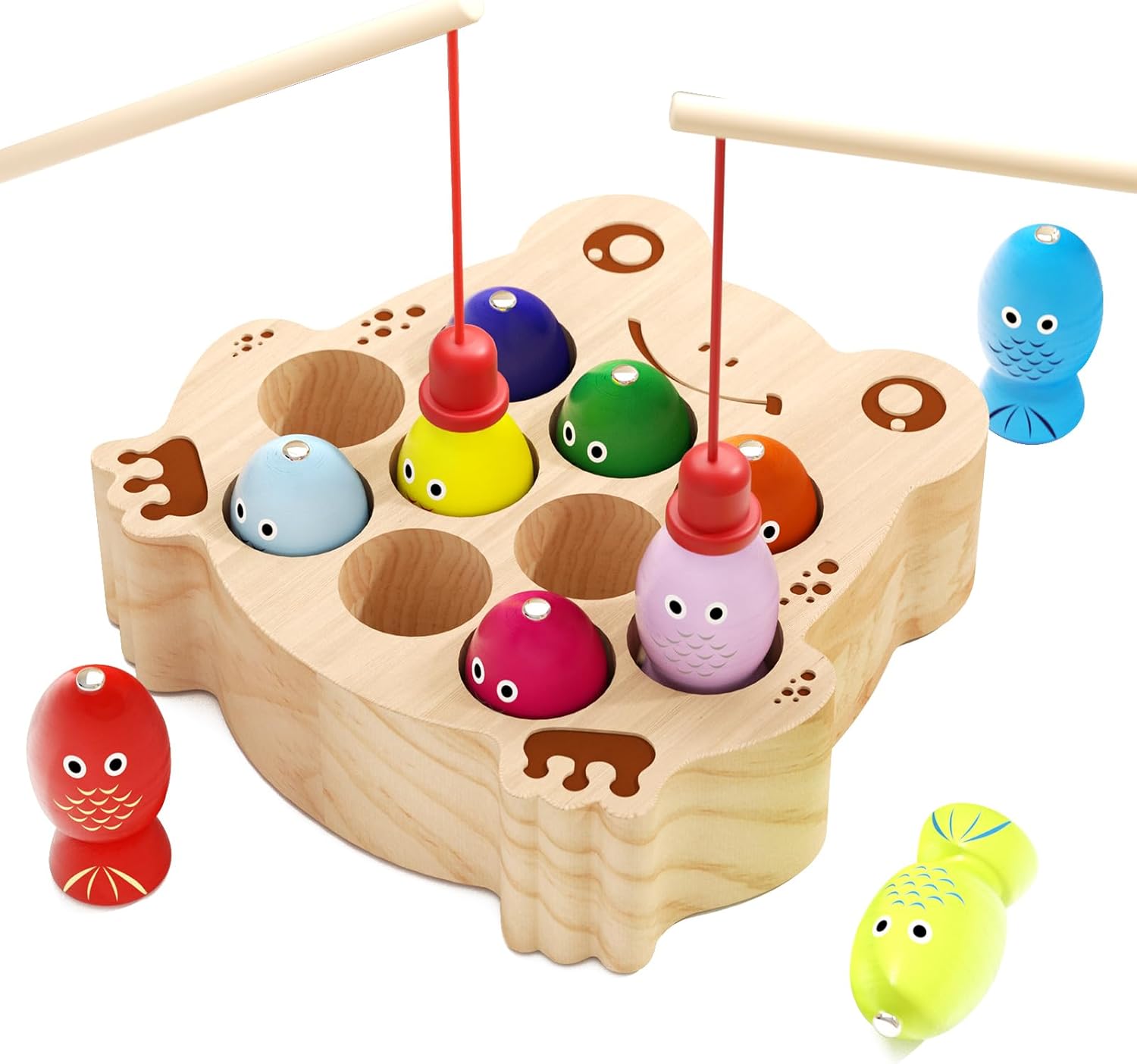 Premium Wooden Frog Fishing