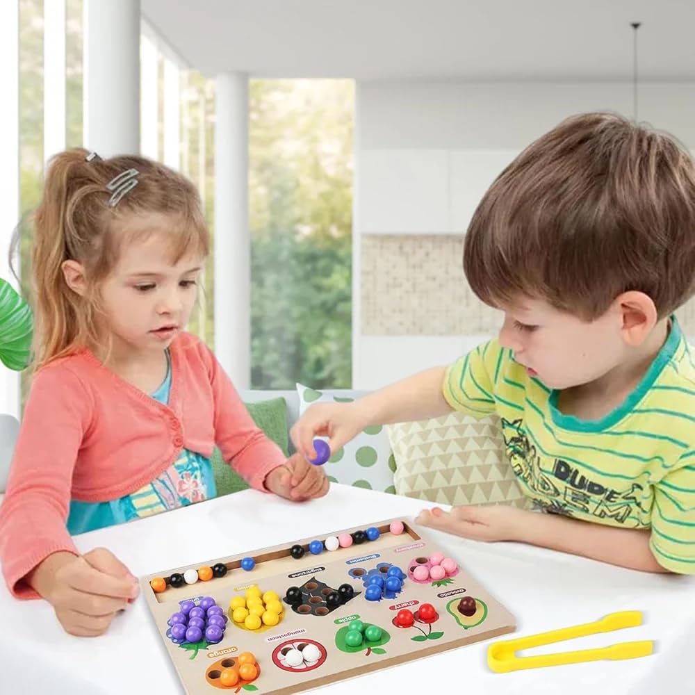 Premium Fruit Color Sorting Beads — Montessori Open-Ended Cognitive Play Set for Toddlers