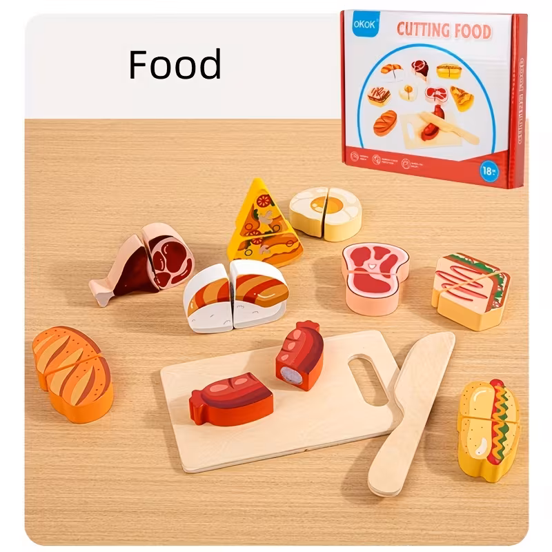 Gourmet Wooden Cutting Food Play Set — Premium Kitchen Learning Toy for Toddlers